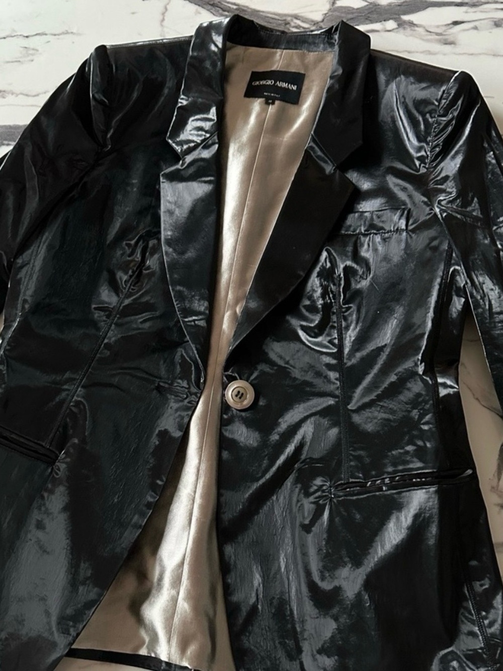 Giorgio Armani Shiny Black Women's Blazer - Picture 6 of 10